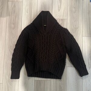 Takeshy Kurosawa Black Cable Knit Turtleneck Sweater